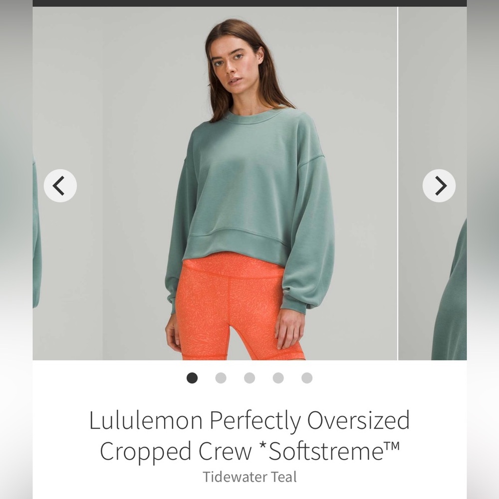 Lululemon Perfectly Oversized Cropped Crew Softstreme in Tidewater Teal